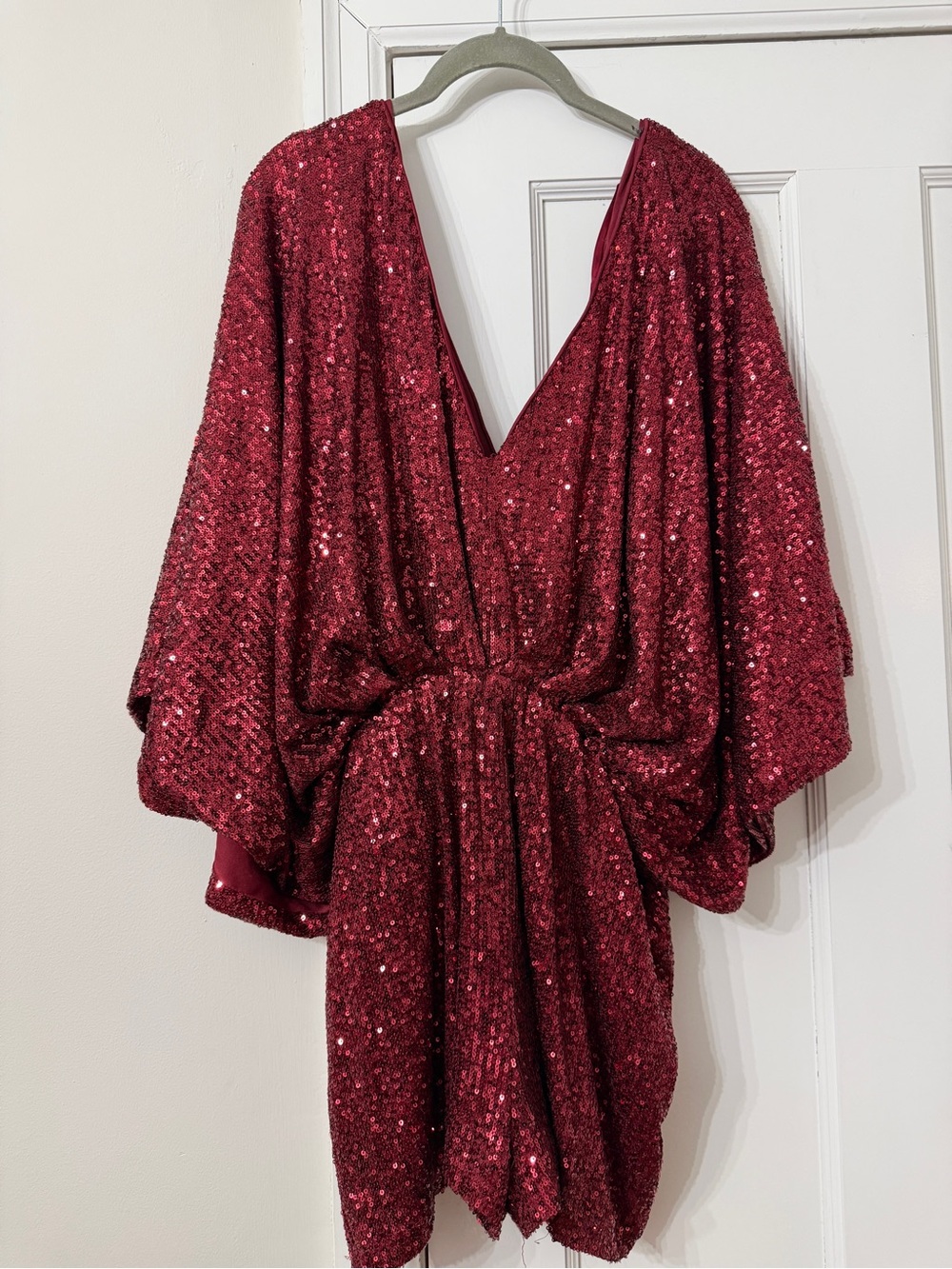 Vici Made to Sparkle Sequin Romper - Burgundy